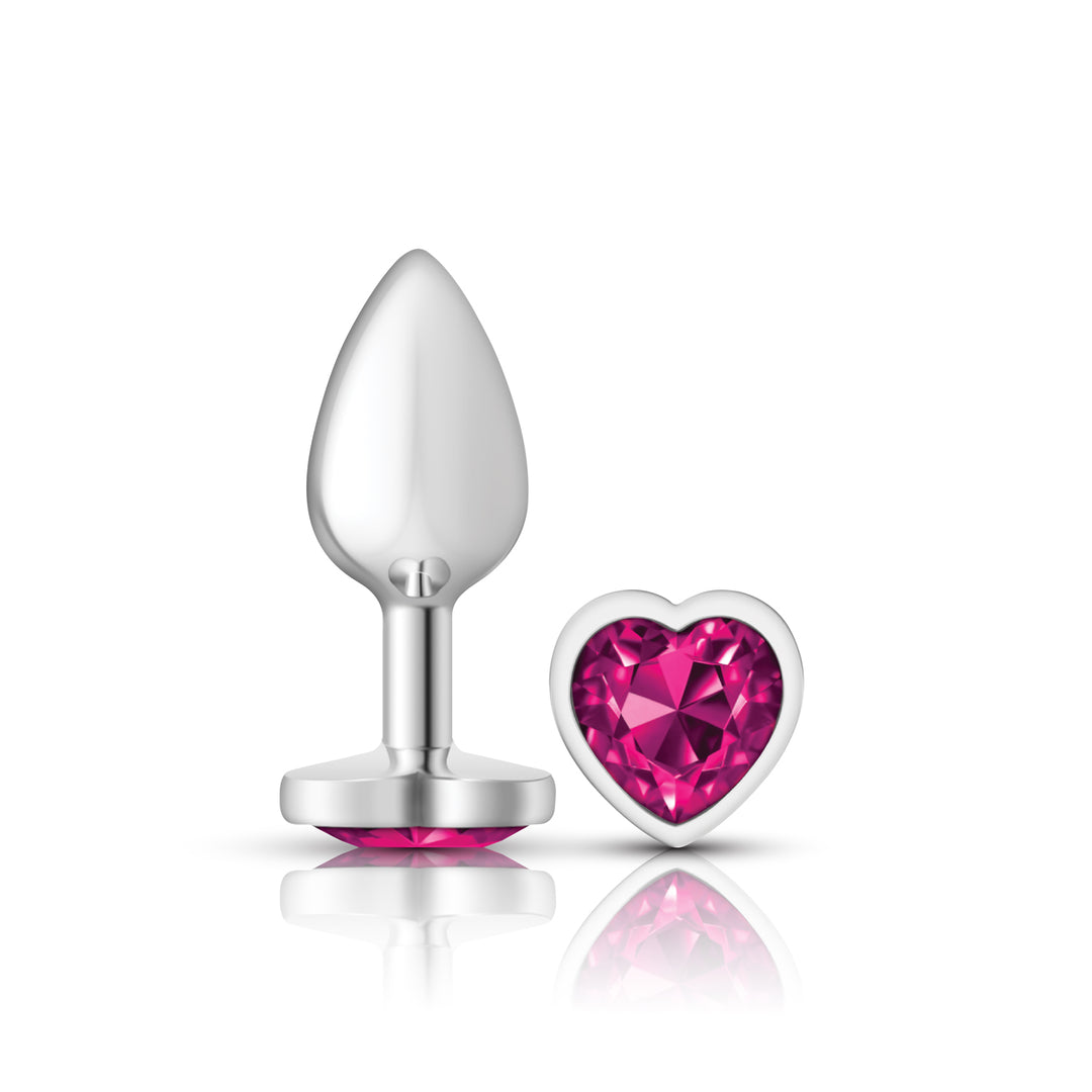 Cheeky Charms-Silver Metal Butt Plug- Heart-Bright Pink-Small VB-CC9129