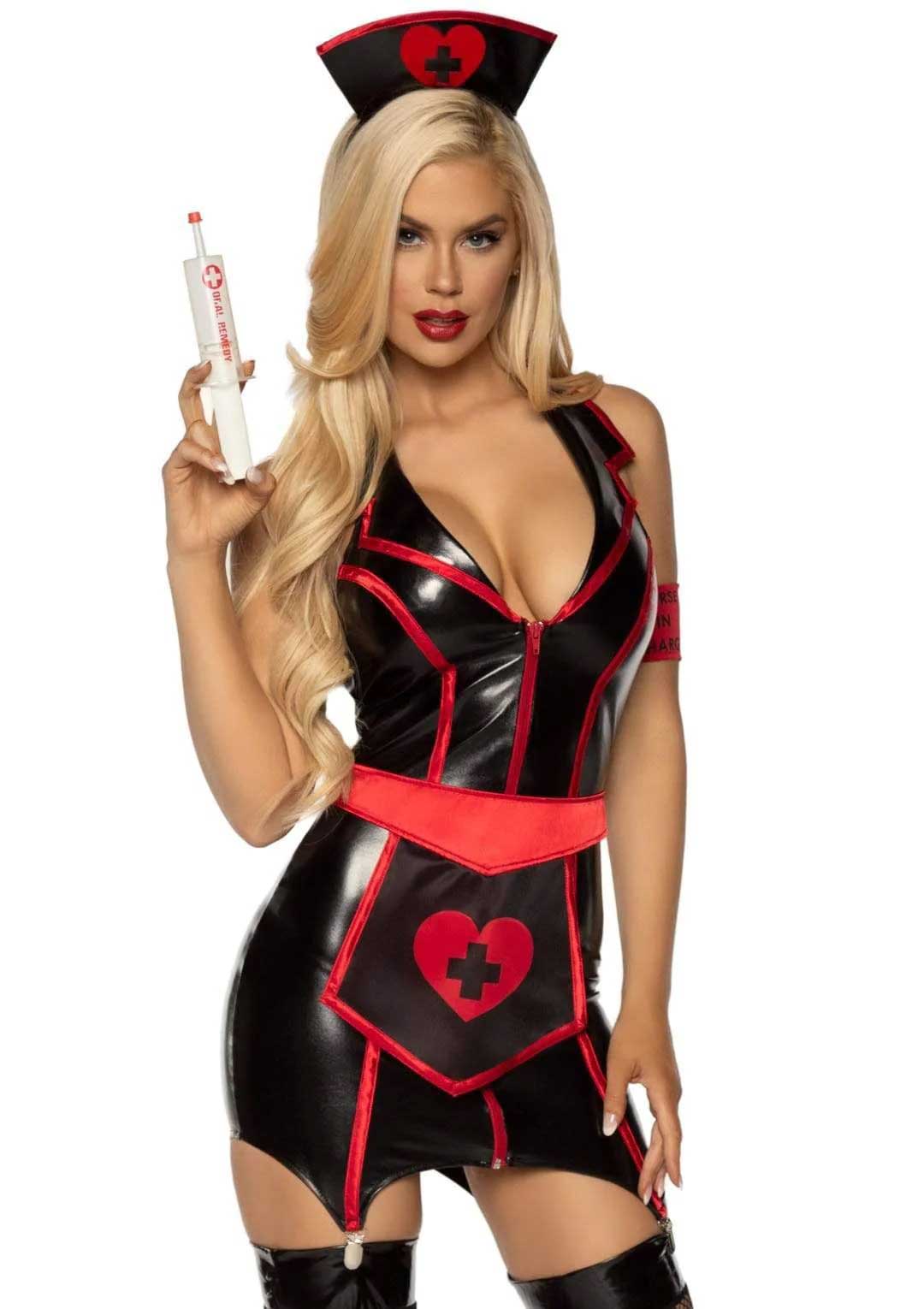 Naughty Nurse Costume - Small - Black/red LA-86926BLKS