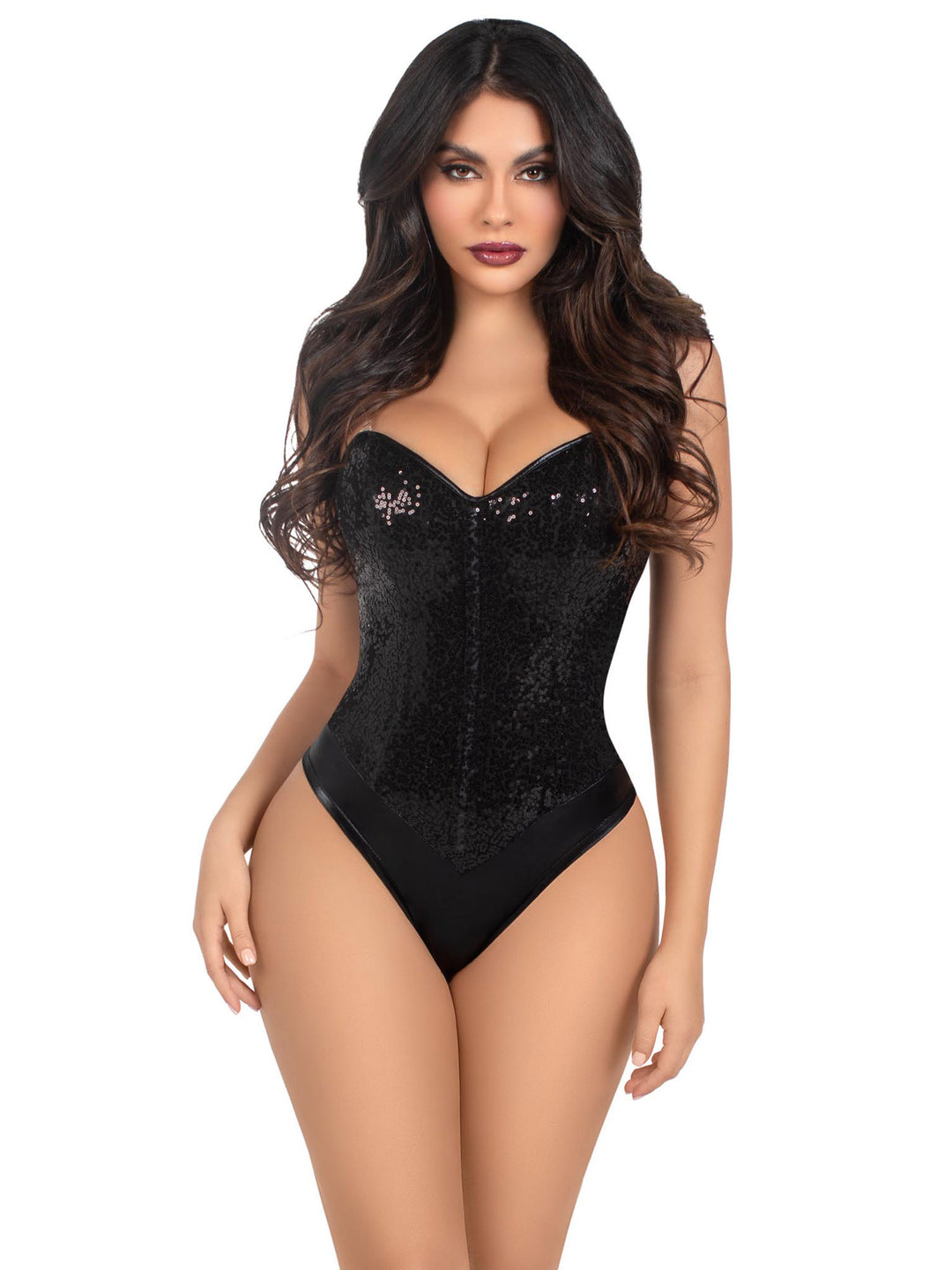 Sequin Bodysuit - Large - Black LA-2786LGBLACK