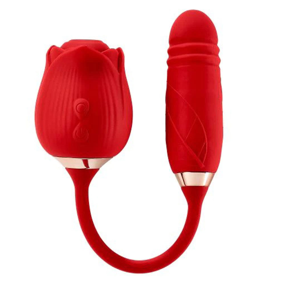 Cloud 9 Rose Plus With Thrusting Pleasure Stem  Dual Stimulation - Red WTC947R